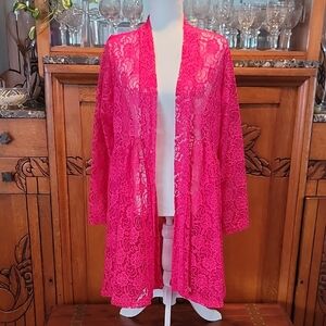 Vibrant Pink Lace Cardigan